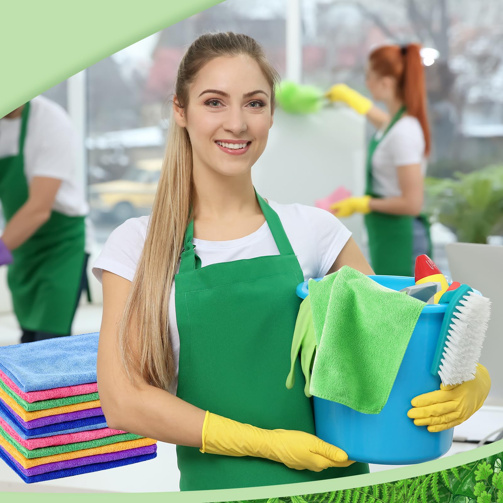 Preboun Mikrofaser-Reinigungstücher, 300 Stück, 30,5 x 40,6 cm, wiederverwendbar, waschbar, saugfähige Reinigungstücher für Haus, Küche, Auto, Büro, Fenster, 6 Farben