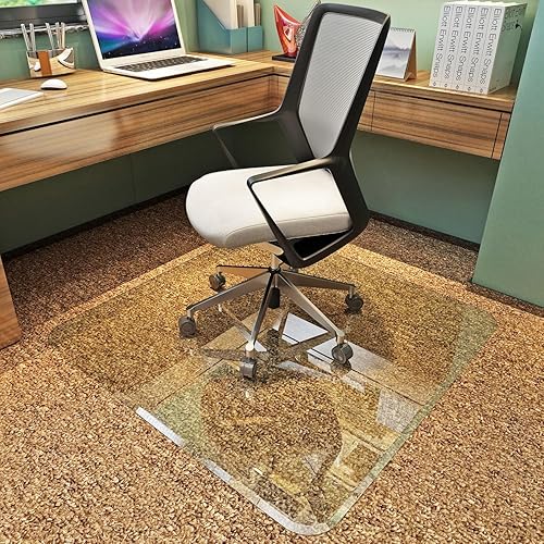 36x46 Tempered Glass Chair Mat with Beveled Edge for Carpet & Hardwood Floors – Smooth Glide Office Chair Floor Protector, 1,000 lb Capacity, Clear Heavy-Duty Glass by Clearly Innovative