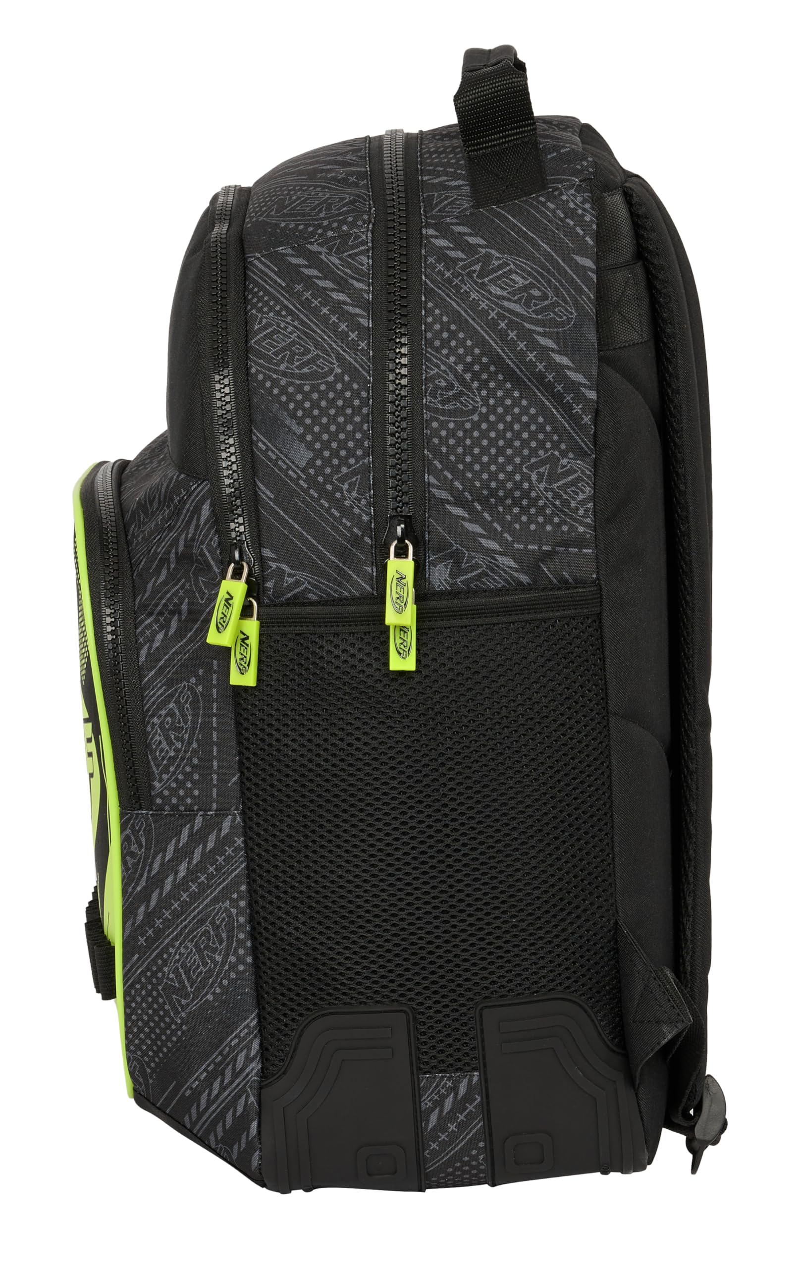 Safta NERF GET READY - Mochila Doble, Adaptable a Carro, Ideal para Niños de Diferentes Edades, Cómoda y Versátil, Calidad y Resistencia, 32x15x42 cm, Color Negro