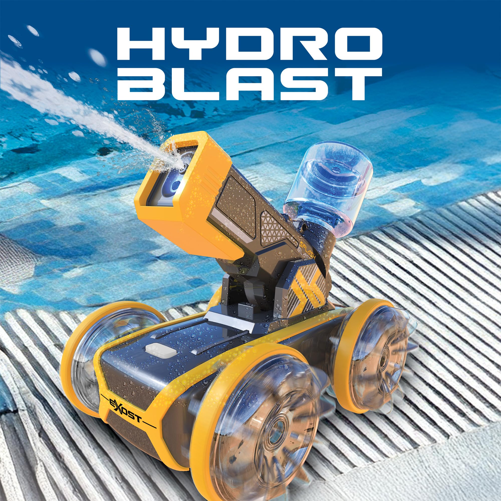 Silverlit Exost Hydro Blast - Coche con Control radiocontrolado por Radio y función de Pistola de Agua, Rueda en Tierra y Agua, batería Recargable a Partir de 5 años