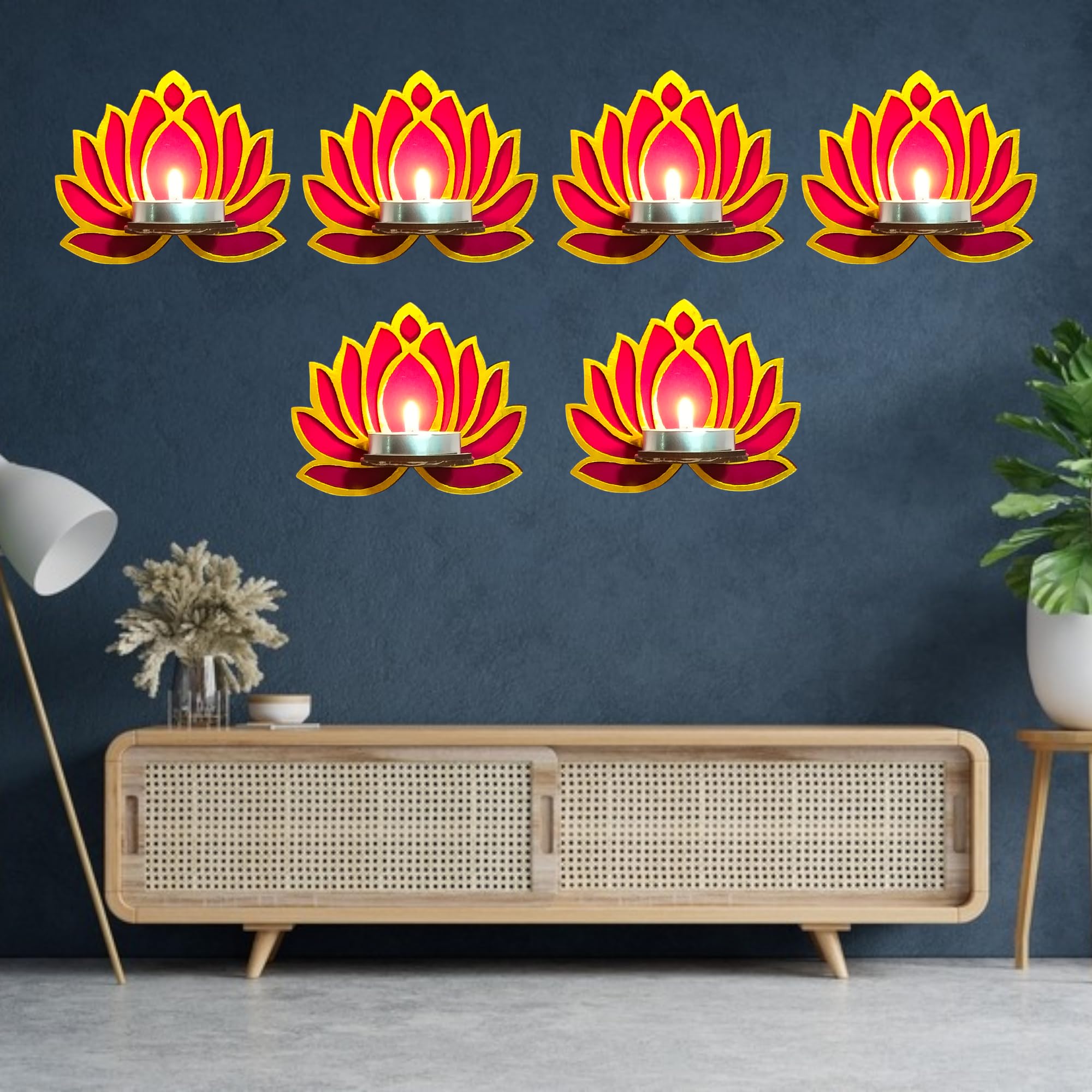 Lotus Shape Tealight Candle and Holder Pack of 6 for Wall and Door (B0DH61YPYN) Amazon Price History, Amazon Price Tracker
