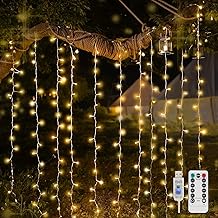 suddus Curtain Lights for Bedroom, 200 Led Hanging String Light Outdoor, Fairy Curtain Lights Indoor for Christmas, Dorm, Wall, Backdrop, Window, Wedding, Party, Birthday Decor, Warm White