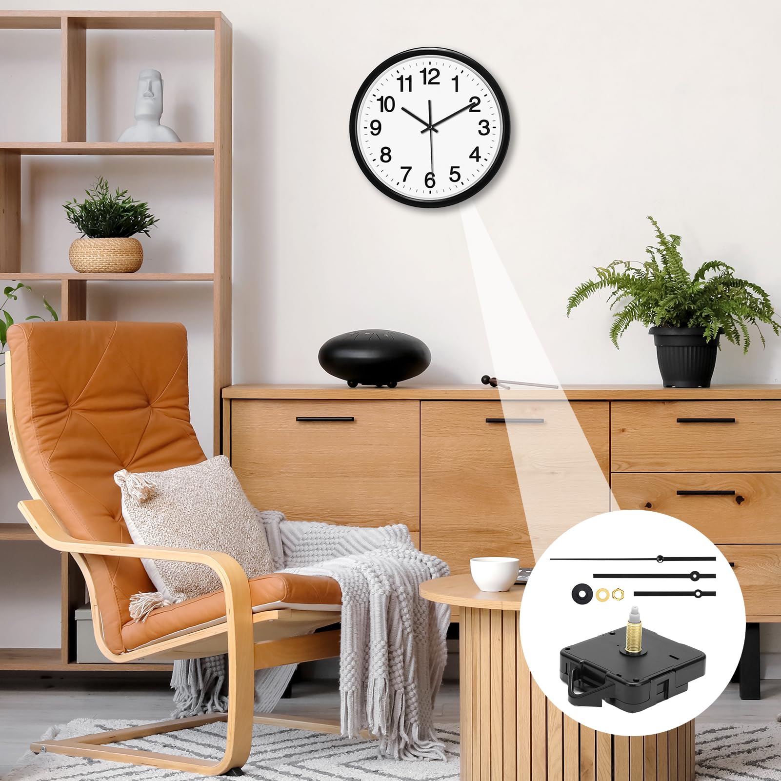 CAISYE Geruisloze uurwerkset, uurwerk voor wandklok 24 mm, inclusief wijzers, robuust, klok reserveonderdelen vervanging, onderdelen reparatiekit (rood
