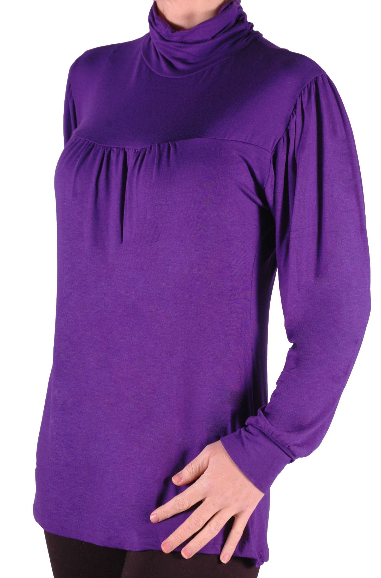 EyeCatch Plus - Jessie Ladies Casual Stretch Polo Neck Top Purple Size 20