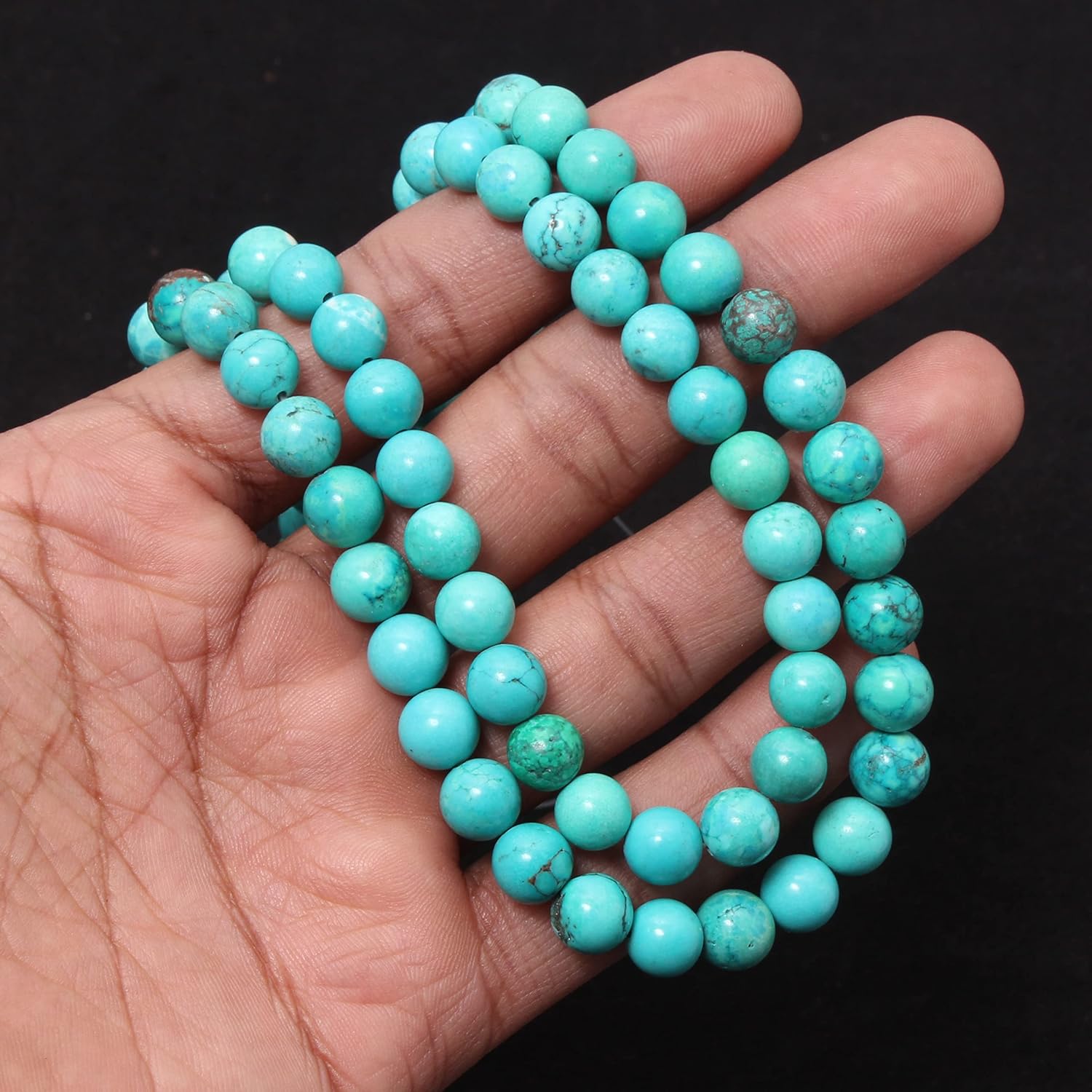 DIY Jewelry Making African Turquoise Beads, 8 mm Round Howlite Turquoise Strand, 15 Inches by Gems Valley (AMB-5167)