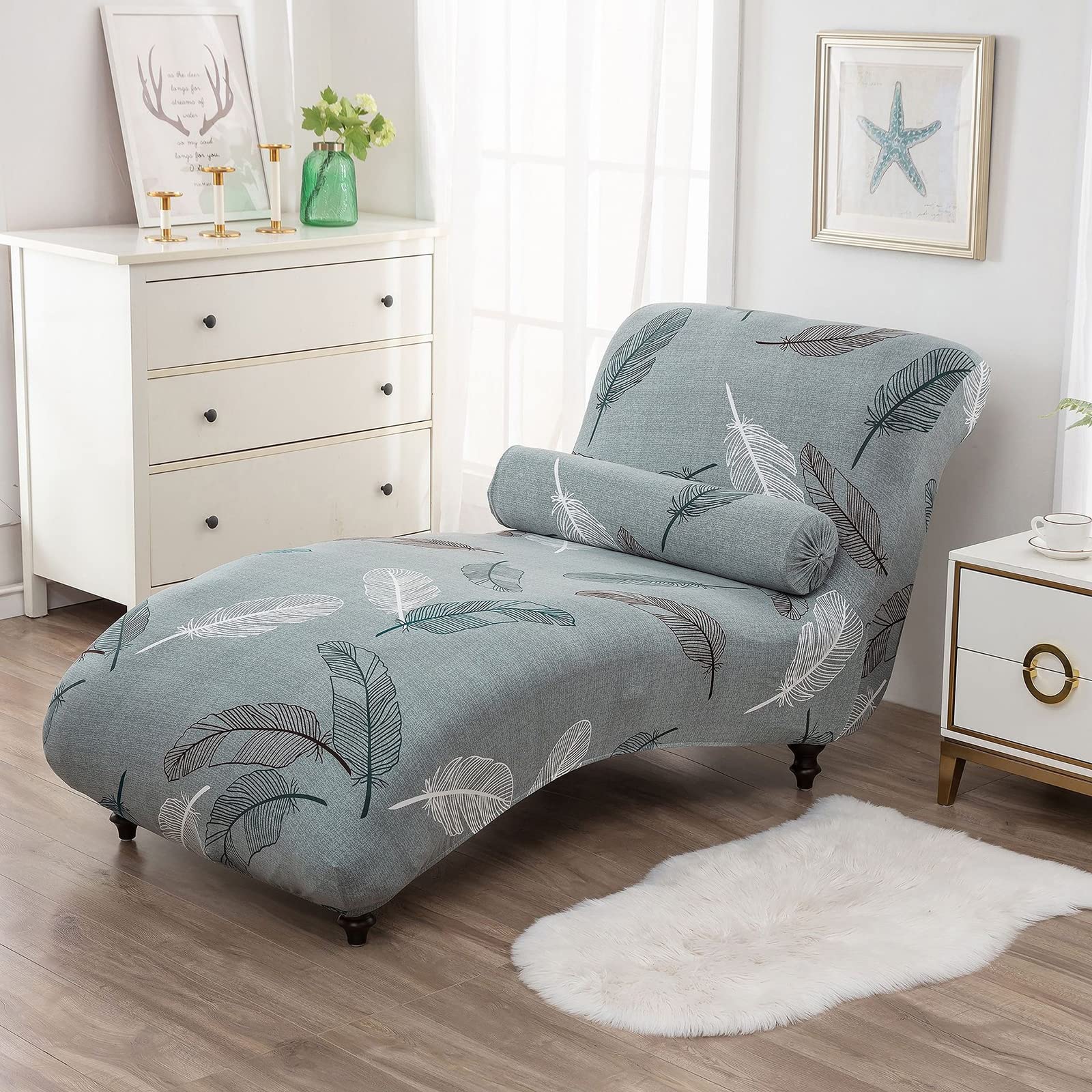 TDHLW Chaise Lounge Cover Printed Stretch Chaise Longue Slipcover,Armless Lounge Chaise Slipcover for Living Room Indoor Furniture Protector Washable,B
