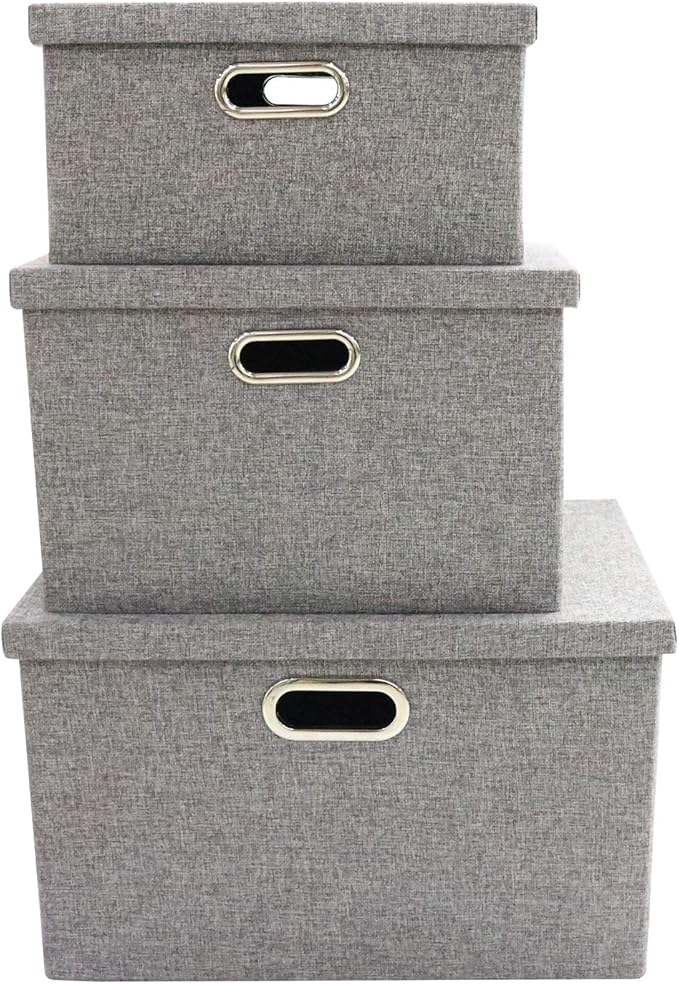 Berry Ave Dark Gray Storage Baskets with Lids and Handles