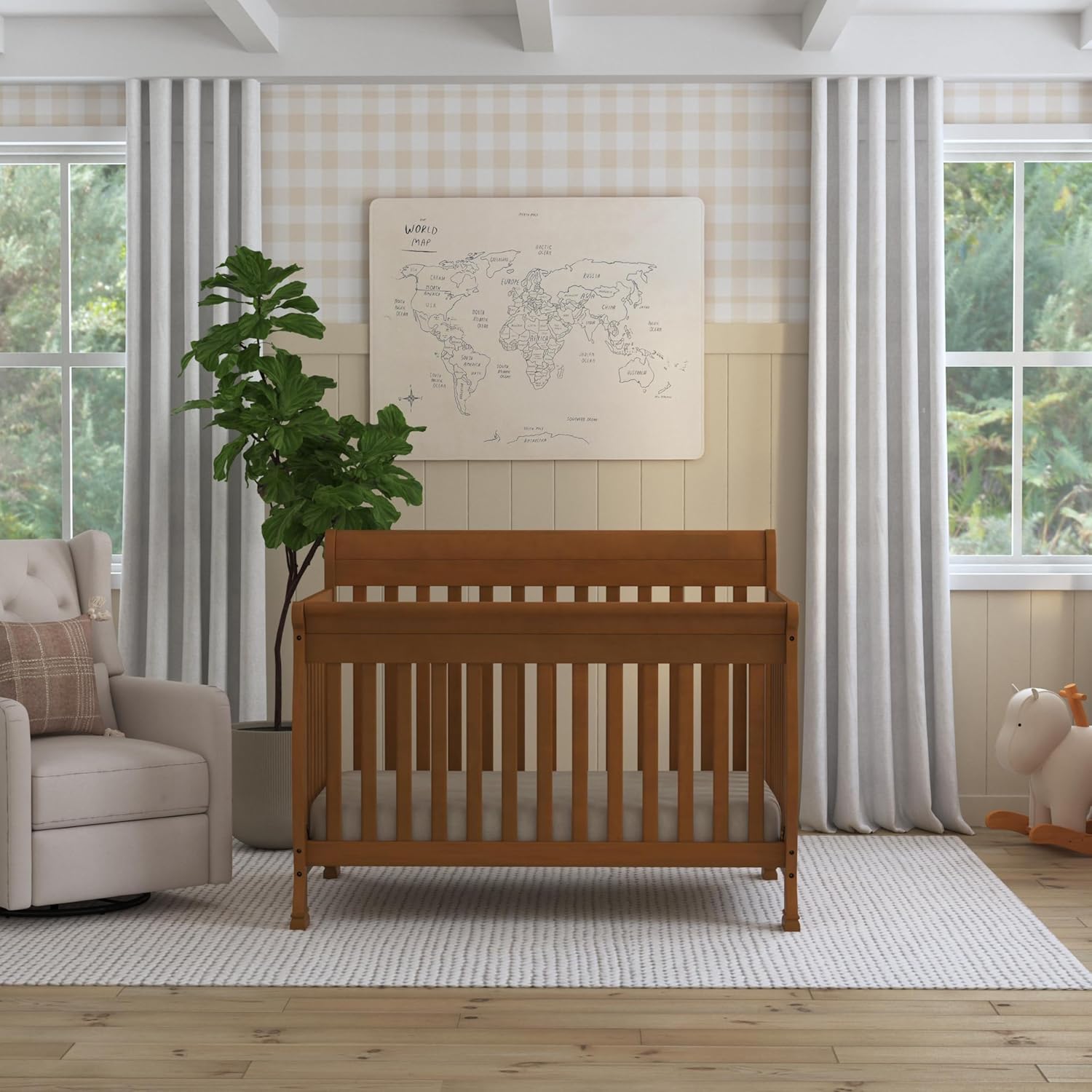 daVinci Kalani 4-in-1 Convertible Baby Crib - GREENGUARD Gold Certified Convertible Crib to Toddler Bed, Daybed, Full-Size Bed - Strong, Easy to Assemble - Four Adjustable Mattress Heights - Chestnut