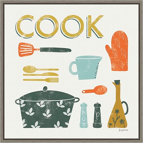 Miniatura 13 de Amanti Art Framed Canvas Wall Art 16x16 Retro Kitchen III Cook by Becky Thorns, Framed Wall Art Canvas, Cuisine Artwork, Traditional Decor, Small