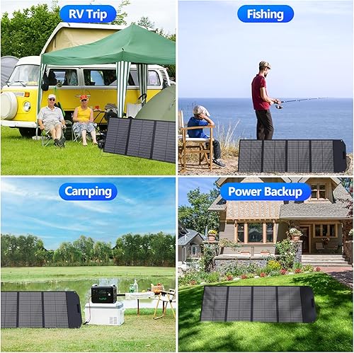 Vista 8 de Panel solar portátil de 200 W, panel solar plegable de respaldo de energía, cargador solar para generador de central eléctrica, IP67 impermeable 200