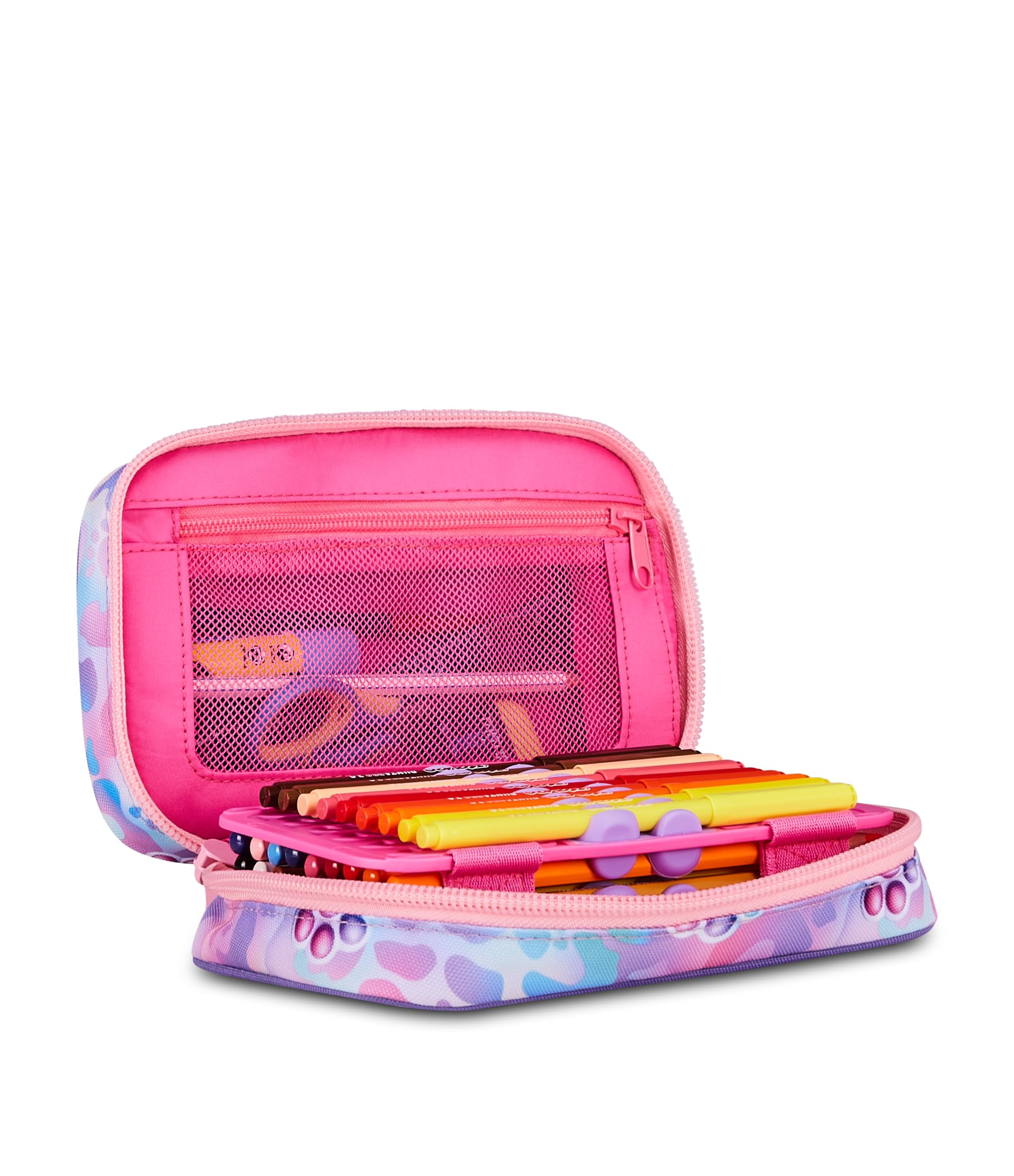 SJ GANG STYLE JAM GANG Astuccio Scuola Speed Pad Plus GLOWCAT, Viola, Portapenne Monoscomparto Attrezzato, 45 pezzi, Planche amovibili, Tasca interna, Accessori Zaino, Scuola elementare, Bambina