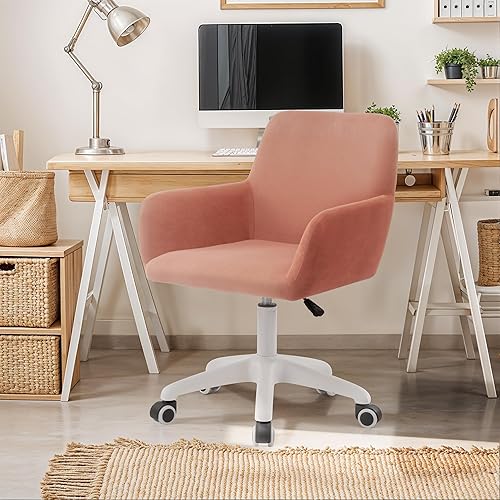 Miniatura 7 de MOJAY Silla giratoria de terciopelo para oficina en casa, silla de computadora, bonitas sillas de oficina, silla de recepción ajustable en altura