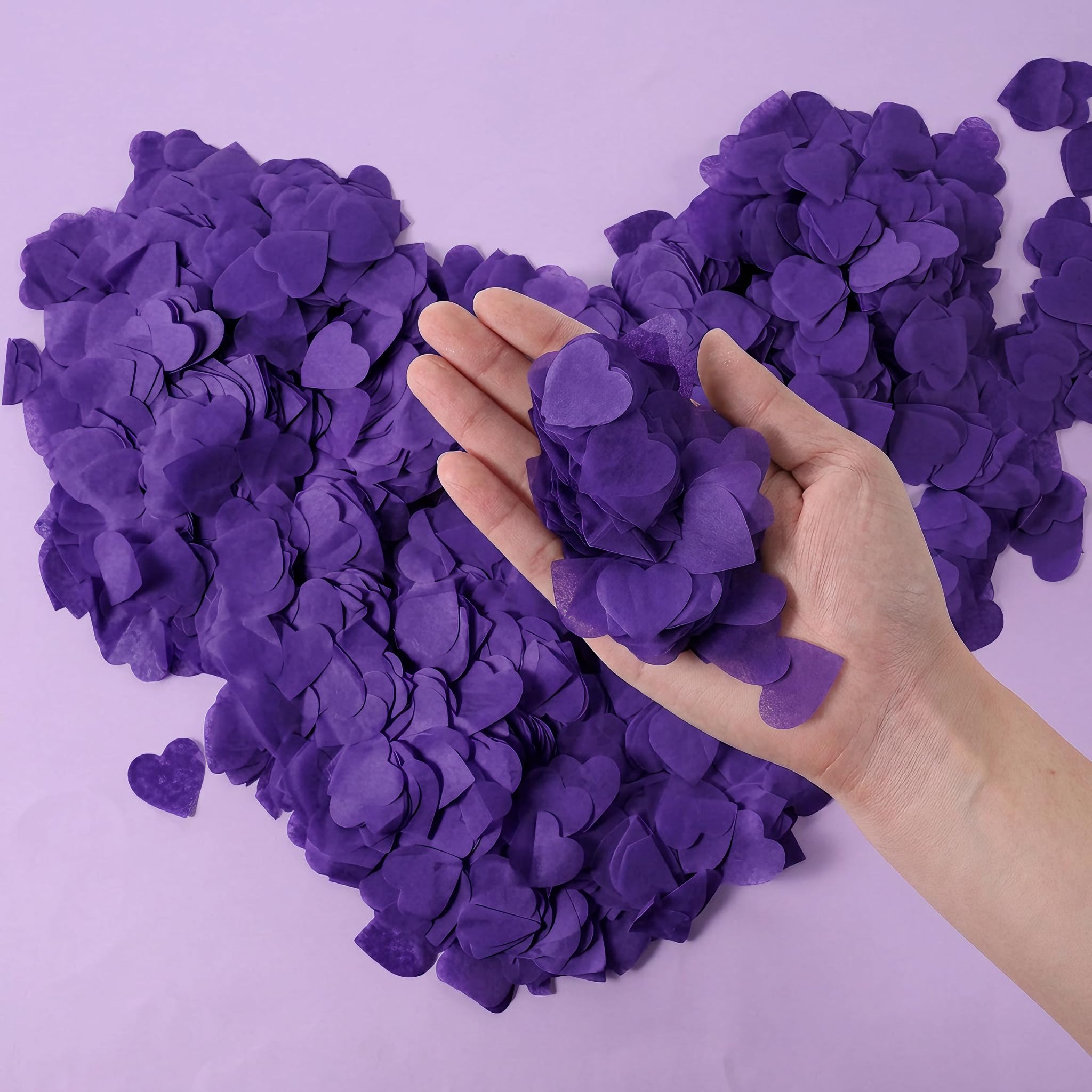 Biodegradable Heart Confetti, 2.5cm 10000Pcs Double Sided Dark Purple Paper Confetti, Table Scatter for Wedding, Halloween, Bridal Shower, Evening Party & DIY Crafts(10000, Violet, 2.5cm) โ image 1