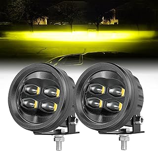 SAE Yellow Fog Lights, ACEC SHOP 2PCS 80W 3.5 Inch Round LED Fog Lights DOT Approved Street Legal Amber Pods Off Road Driving Light for Truck Pickup Wrangler Tacoma Tundra F150 UTV SUV ATV Motorcycle