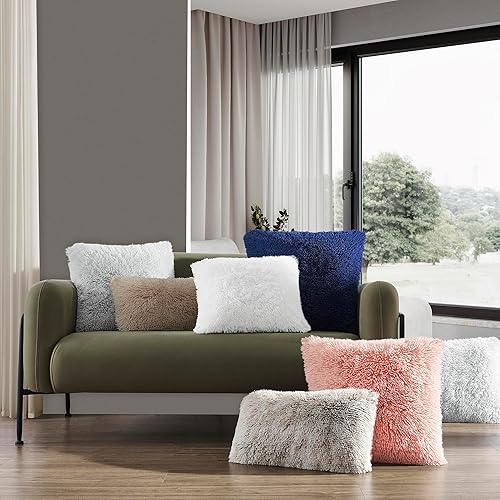 Miniatura 6 de NordECO HOME Funda de cojín de forro polar de piel sintética suave de lujo, fundas de almohada decorativas, sin relleno de almohada