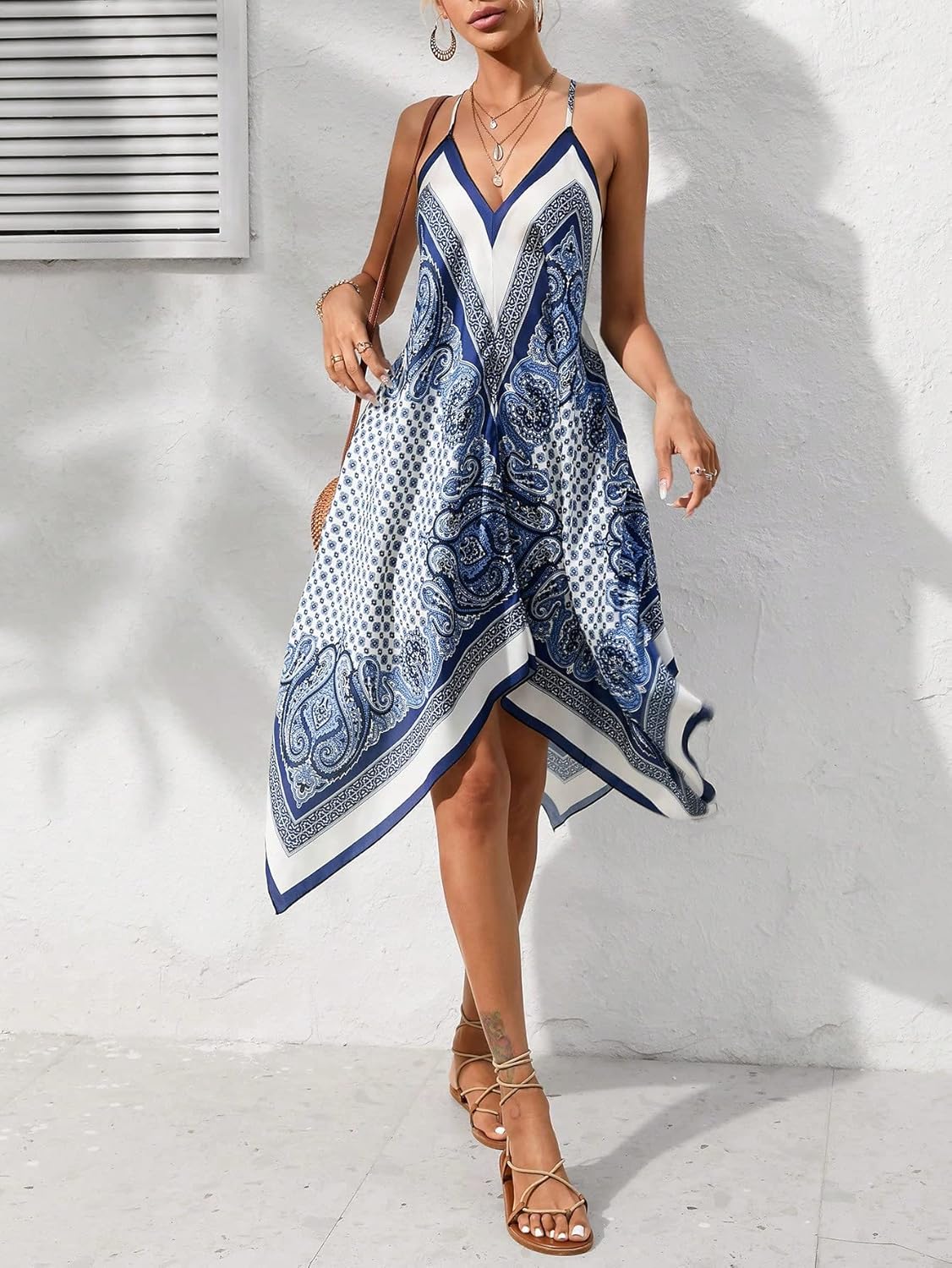 Floerns Women's Paisley Print Sleeveless Cami Dress Hanky Hem Asymmetrical Boho Dress - Image 5