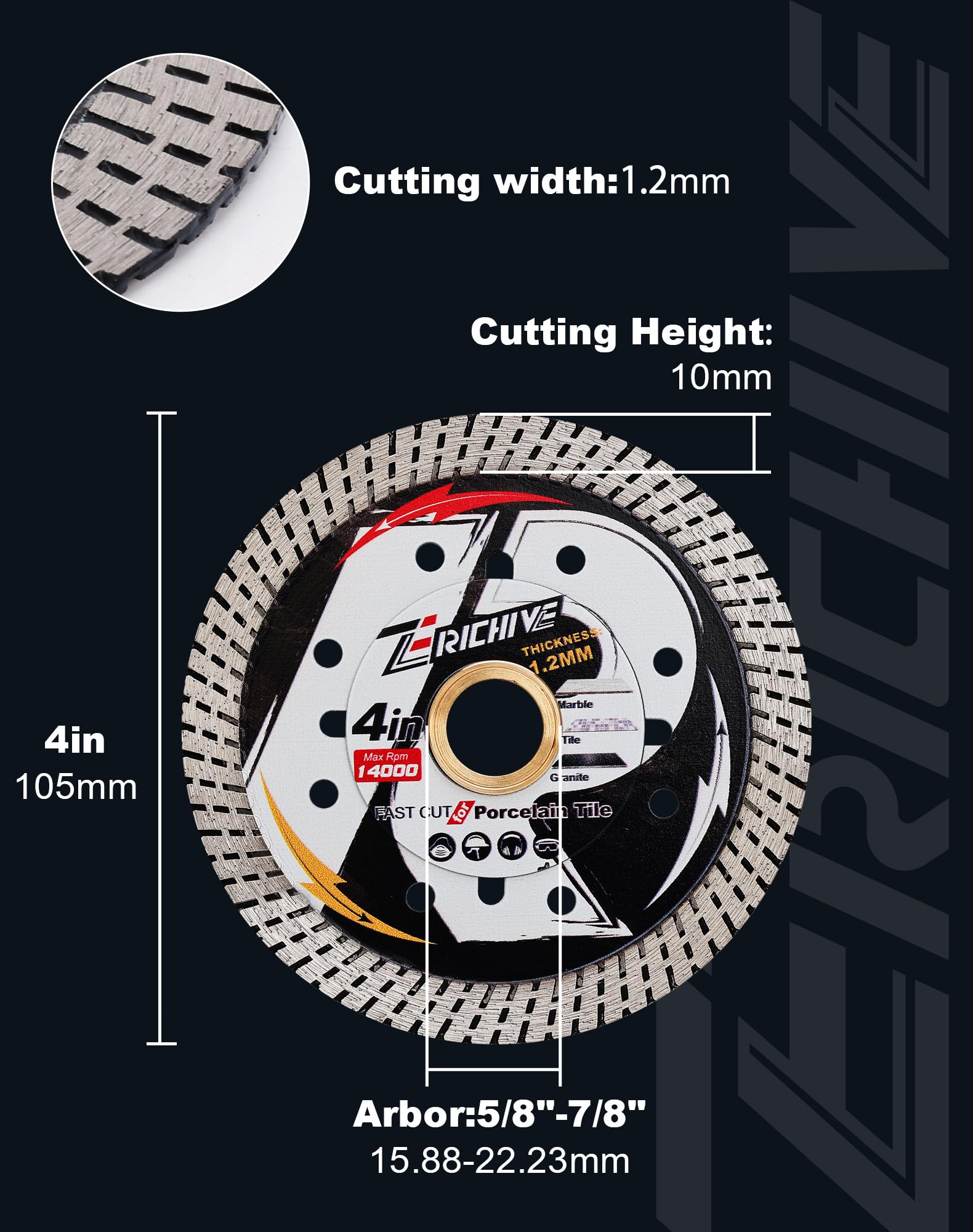 Super Thin Diamond Tile Blade 105mm,Ceramic Diamond Cutting Discs for Smooth Cutting Hard Tile,Ceramic,Marble,Granite,Porcelain - Image 4