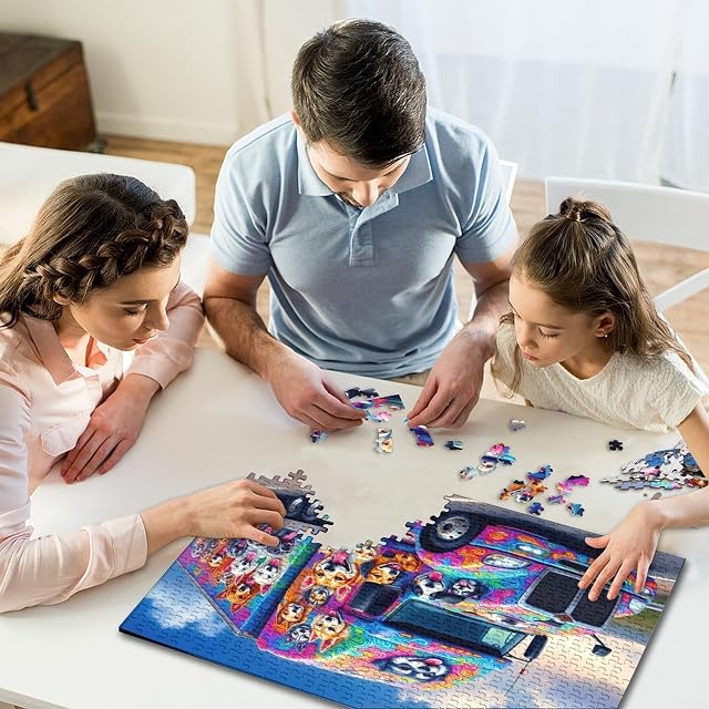 Foto 6 de 8 de Camión Colorido Puzzle de 1000 Piezas para Adultos Perros Juego de Puzzle 1000 Piezas Relajación Decoración…