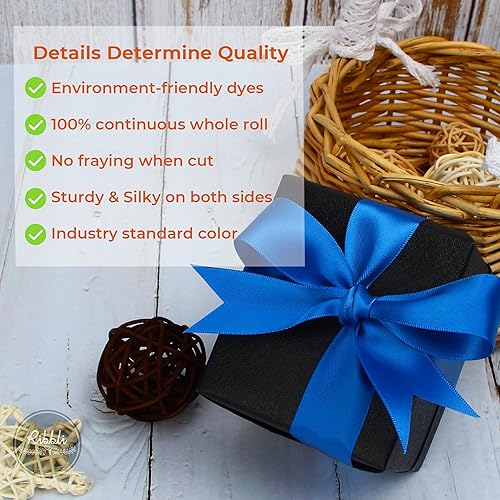 Miniatura 248 de Ribbli - Cinta de satén roja de doble cara, 1 pulgada x 25 yardas, uso para ramo de lazos, envoltura de regalo de Navidad, arreglo floral Rojo