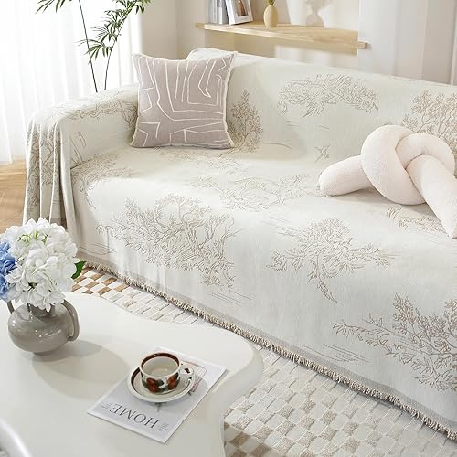 Miniatura 3 de DREAMINGO Fundas de sofá estilo botánico bohemio para sofá modular de 3 cojines, protector de sofá, fundas lavables para mascotas, fundas de café