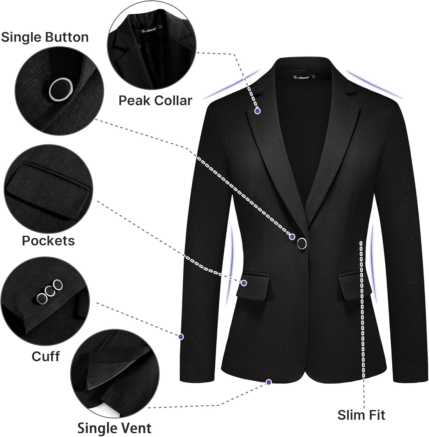 Women's 2 Piece Outfits Business Formal Blazer Pant Suits for Women Solid Slightly Shiny - Image 3