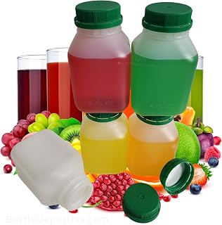 (144 PACK) 8 Oz Empty Plastic Juice Bottles with Tamper Evident Green Caps - Ideal for Juices, Milk, Smoothies, Schools, Even Meal Prep By BottleDepotUsa.com