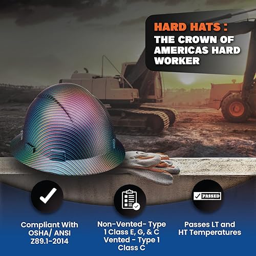Miniatura 5 de ACERPAL - Casco duro para trabajos de construcción aprobado por la OSHA, de ala completa, aprobado como seguro, con diseño personalizado de fibra de