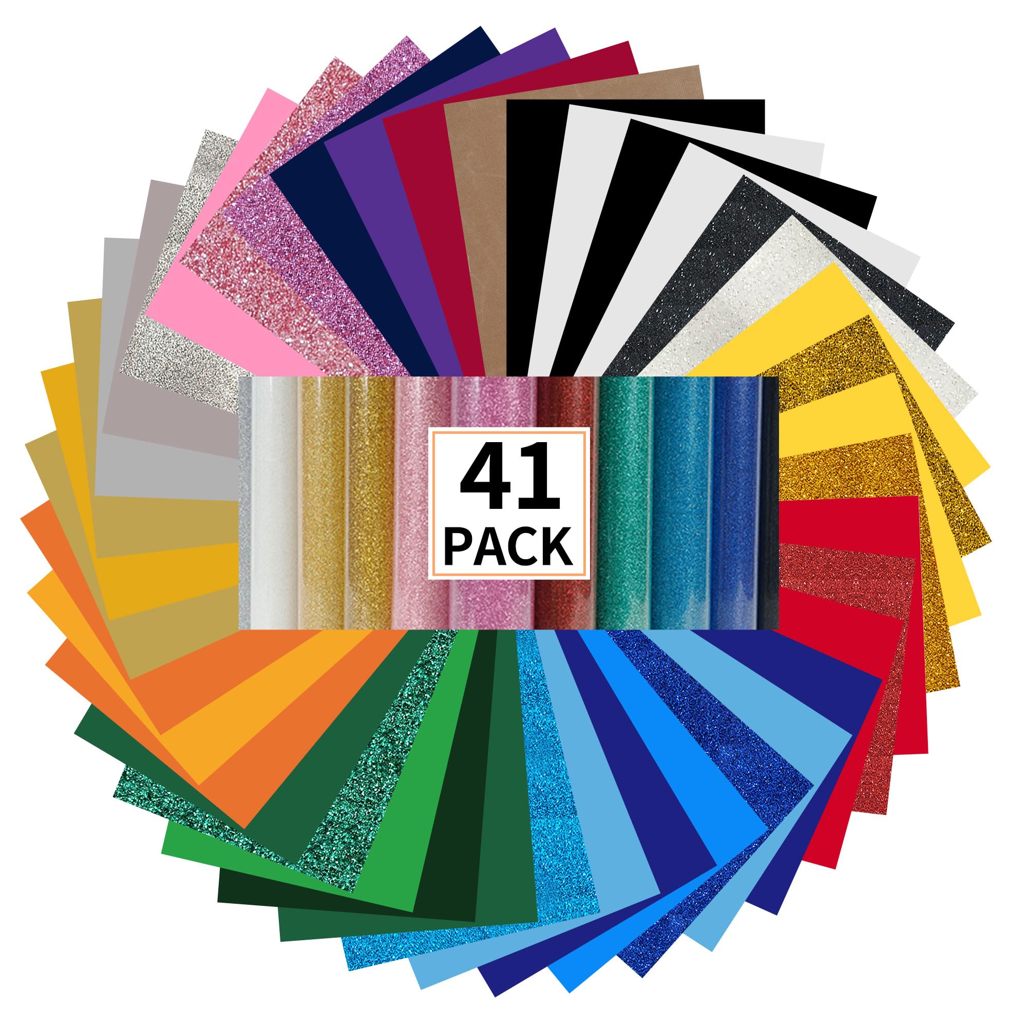 guangyintong Heat Transfer Vinyl Glossy &amp; Glitter Bundle, 41 Pack 12" x 10"