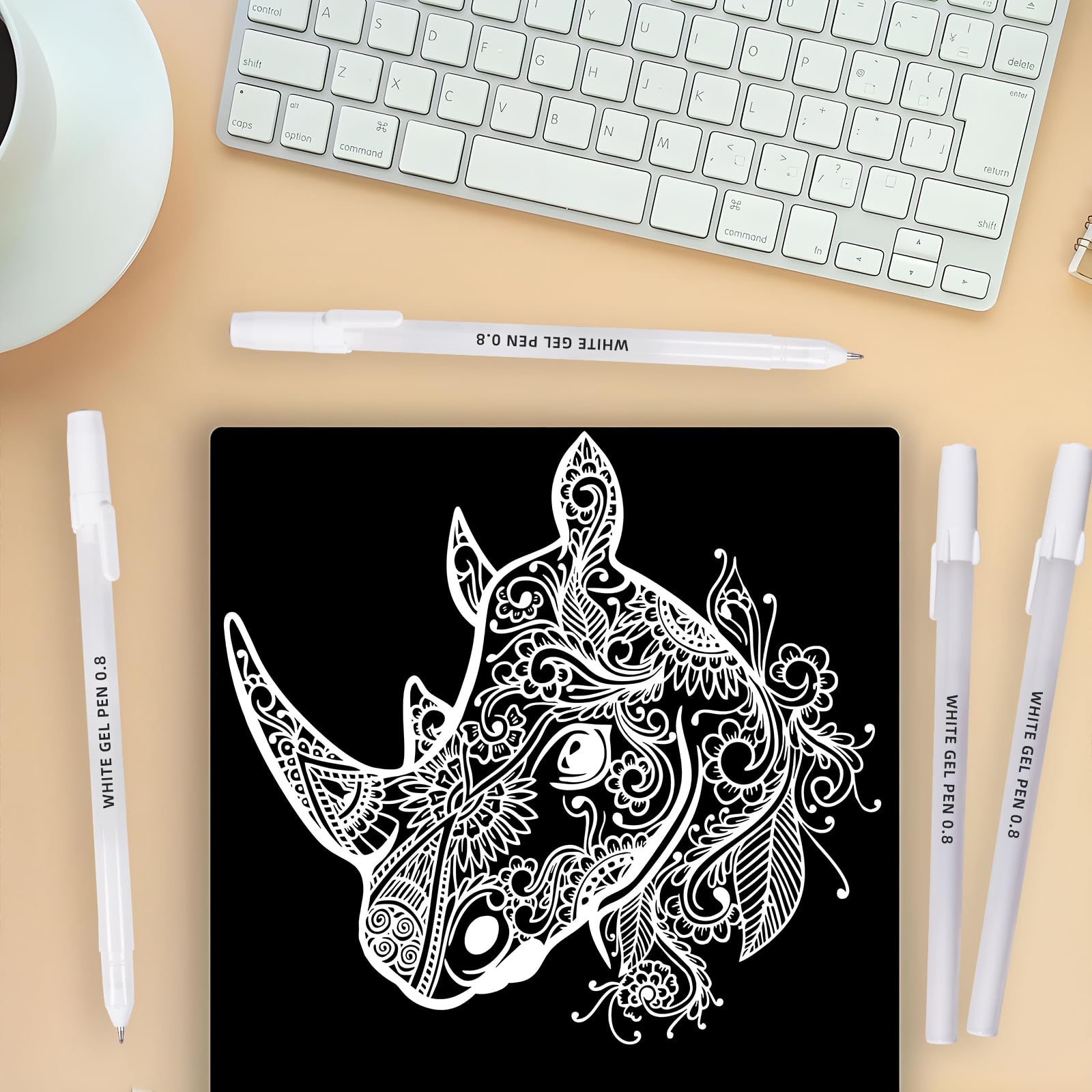 YOOUSOO White Gel Pens 6 Pack 0 8mm Premium White Ink Gel Pen For Black Paper Art Writing — view 4