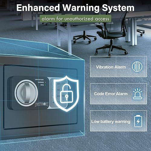 Miniatura 4 de 17NEF-FP PATRON Safe Box - Caja fuerte ignífuga para documentos del hogar, mini caja fuerte para dinero, cajas fuertes para monedas con código, caja