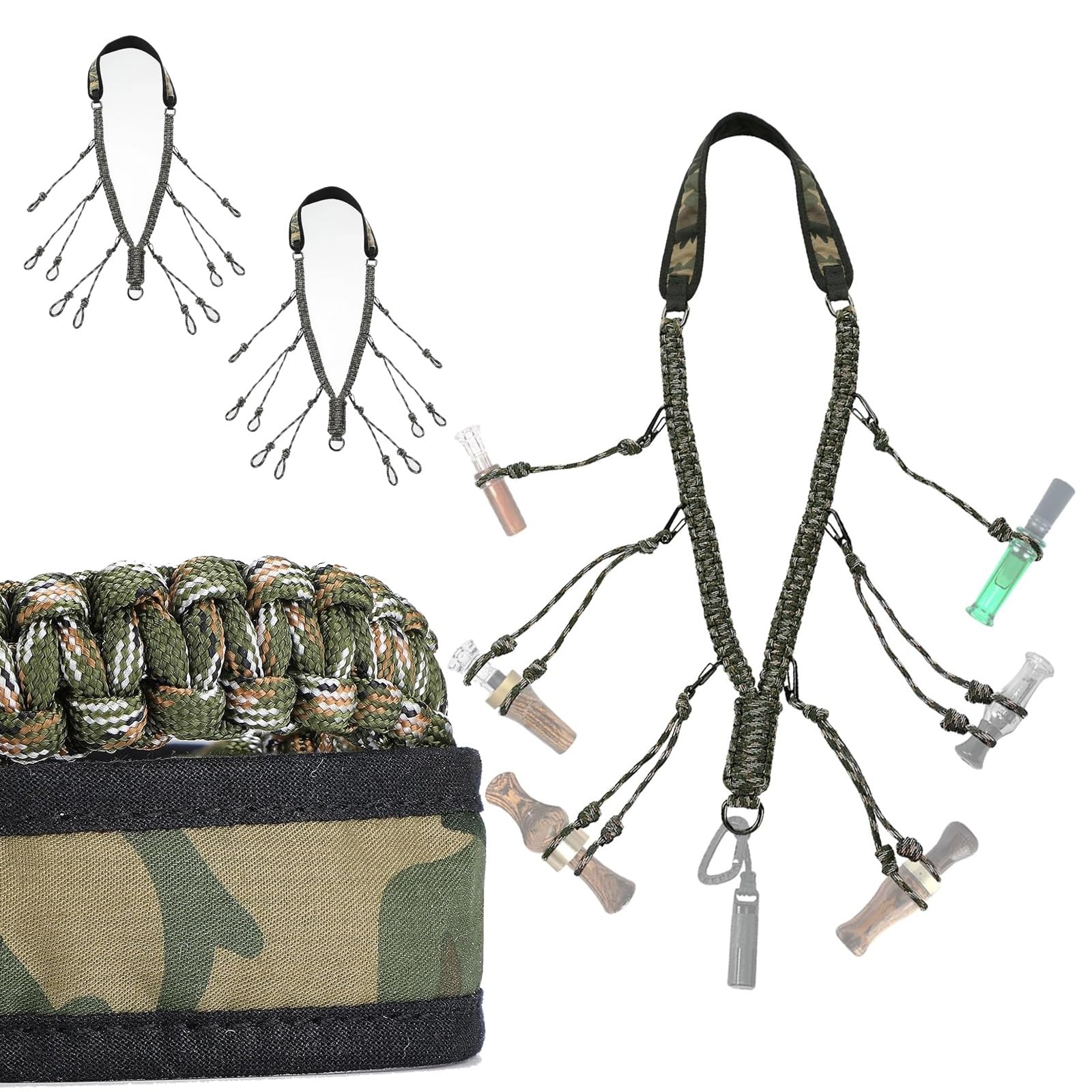 Confezione da 3 Cordini da Collo a 12 Anelli per Esterni, Cordino Intrecciato Ultra-Resistente per Fischietto, Cordino Multifunzionale Portatile in Paracord per Richiami