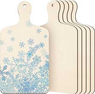 Marsui 11.8 x 6.3 x 0.1 Inch Mini Wooden Cutting Board for Craft Small Charcuterie Boards with Handle Unfinished Wood Cheese Crafts for DIY Christmas Kitchen Decor Vegetable Fruit (6 Pcs)