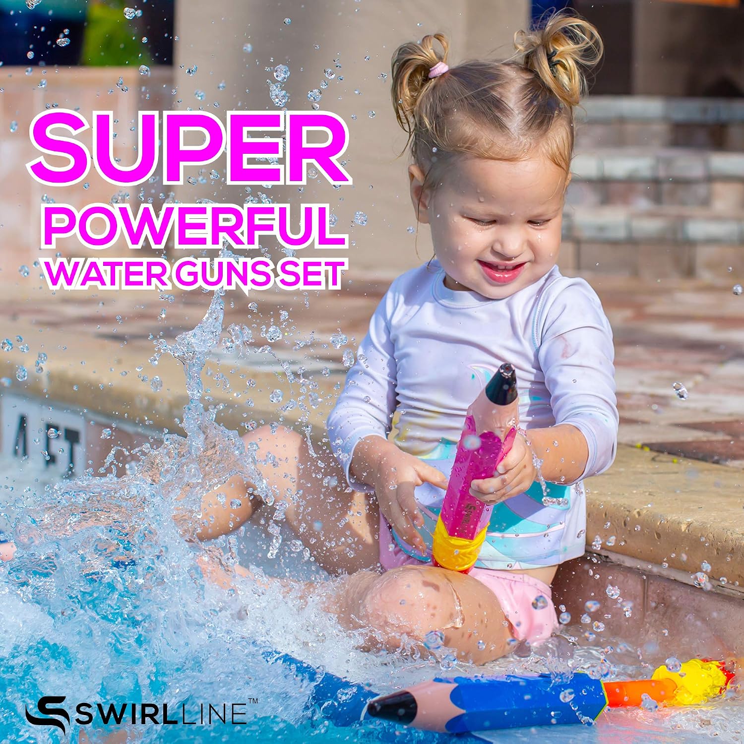 Water Blaster Squirter Pool Toys – 2 Pack Water Shooter Soaker for Kids 13-19’’ – Summer Outdoor Party Beach – Pump Squirt Guns – Pencil Shape