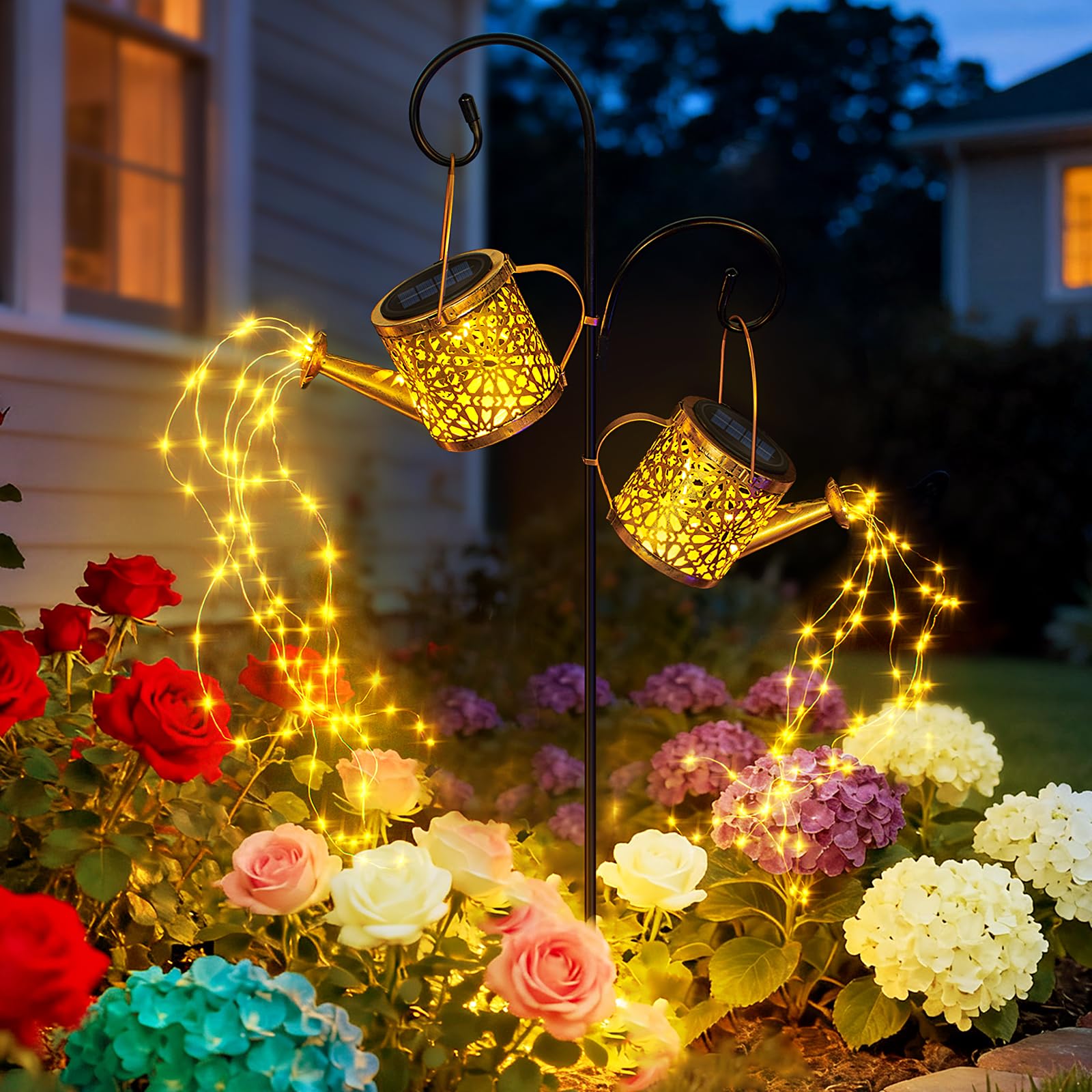 Photo 1 of 2 Pack Solar Watering Can, Metal Solar Lights Outdoor Waterproof, Hanging Lantern Decoration for Yard Outside Patio Lawn, Gardening Gifts for Women Mom Grandma
