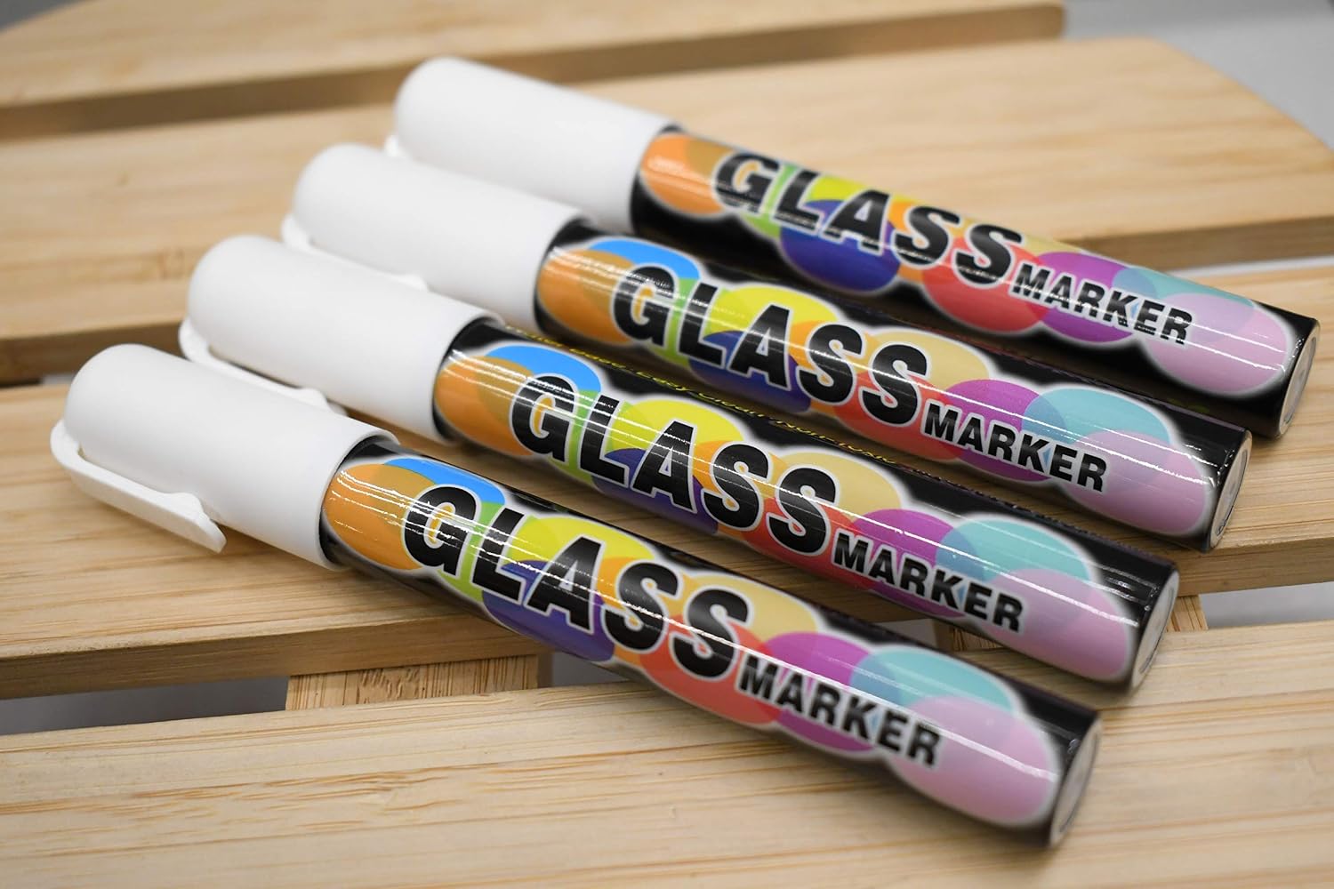 BVLe 4 White Chalk Markers (Reversible Round or Chisel Tip) NonToxic Erasable
