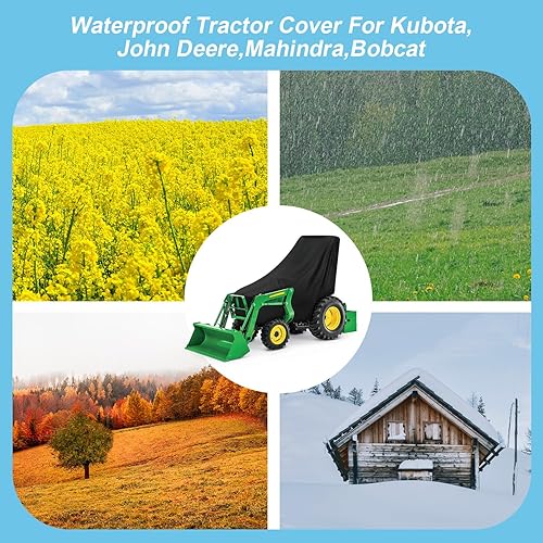 Miniatura 7 de Cubierta compacta para tractor John Deere, impermeable 210T, protección contra el sol, lluvia, polvo, nieve, con forro de algodón para Kubota,
