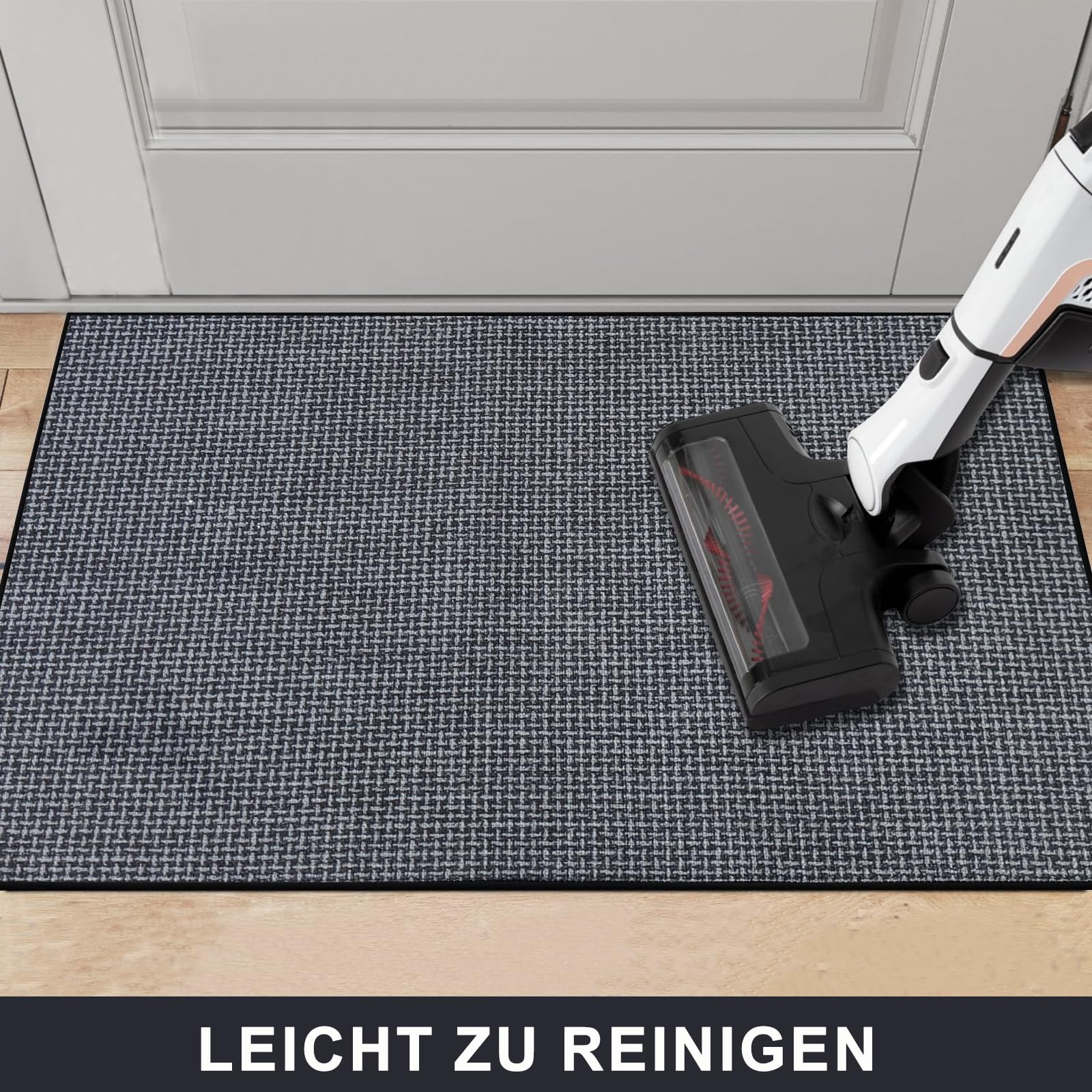 Fussmatte Innen 80 x 120 cm, Schmutzfangmatte Innen Waschbar, Schlanke rutschfeste Fußmatte, Eingangsmatte, Türmatte Saugstarke Fußabtreter, Teppich für Eingang, Haustür, Außen (Grau)