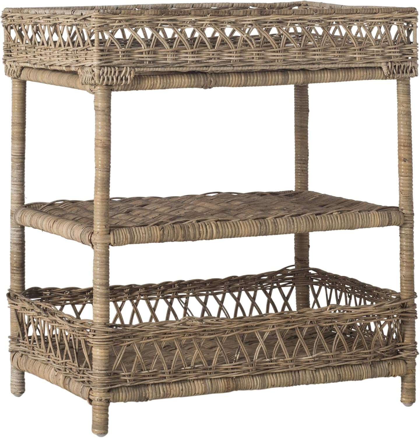 SAFAVIEH Home Collection Ajani Natural Wicker 3 Tier Accent Table