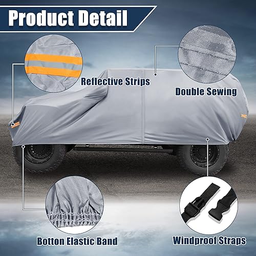 Miniatura 7 de X AUTOHAUX Funda de coche SUV para Jeep Wrangler JK JL 2 puertas 2007-2021 para exteriores, impermeable, protección contra el sol, la lluvia, el