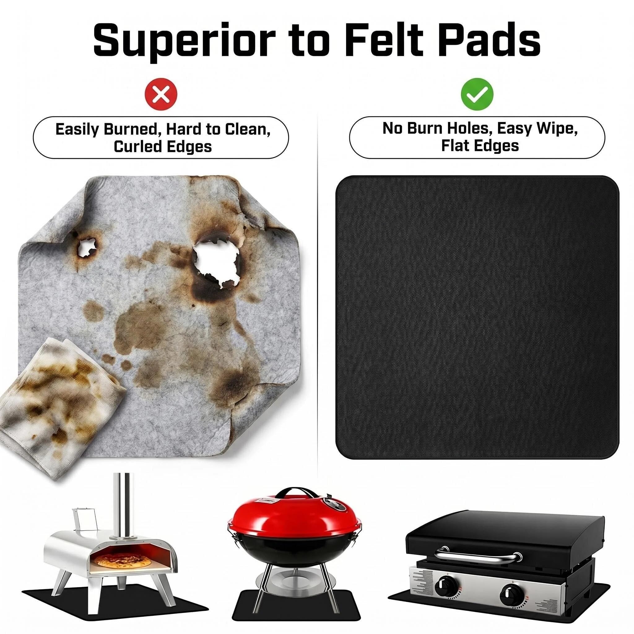 UBeesize Tapis de barbecue à 3 couches 76,2 x 122,9 cm pour barbecue extérieur, ignifuge, double face, revêtement en silicone, imperméable, résistant à l'huile et aux taches, pour terrasses, herbes et