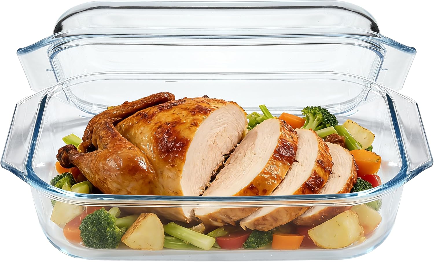 Glass Casserole Dish With Lid, 9.8×7.7 inch Baking Dish for Oven
