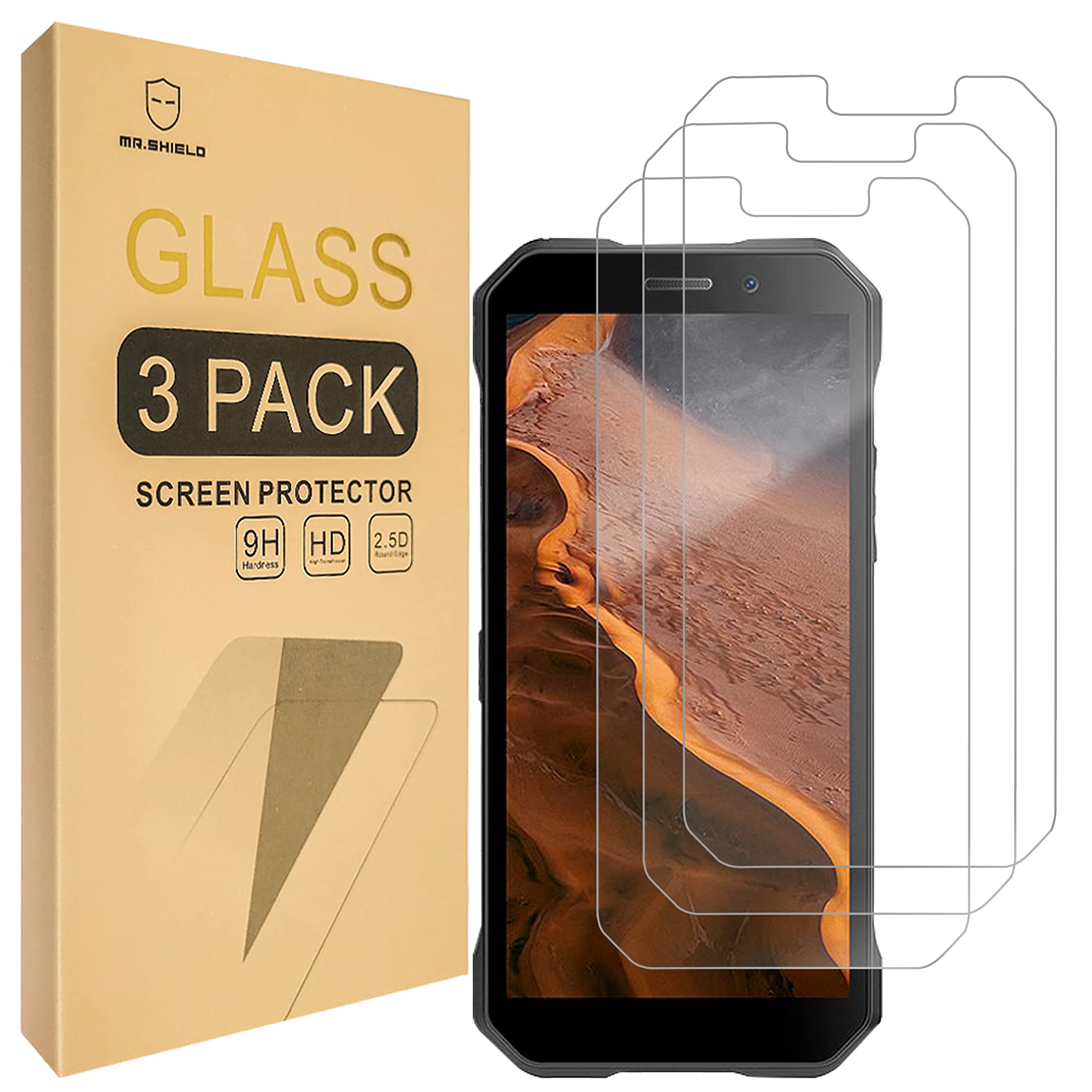 Mr.Shield [3-Pack] Screen Protector For Doogee S61 / Doogee S61 Pro [Shorter Fit for Case Version] [Tempered Glass] [Japan Glass with 9H Hardness] Screen Protector