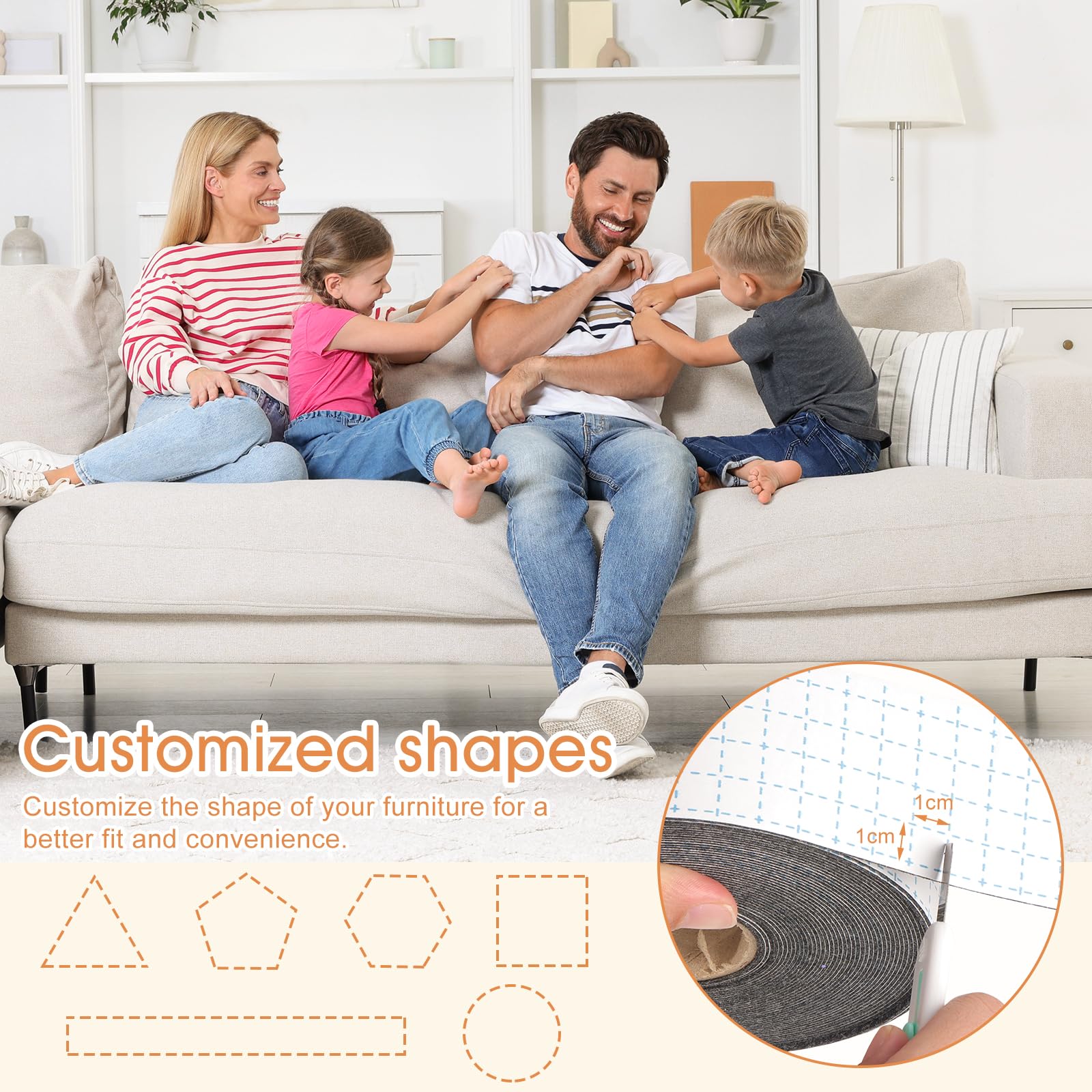 Feutre Autocollant Pour Meubles, 5 Rouleaux De Feutre Adhésif (100 à 2 Cm), Libre De Couper N