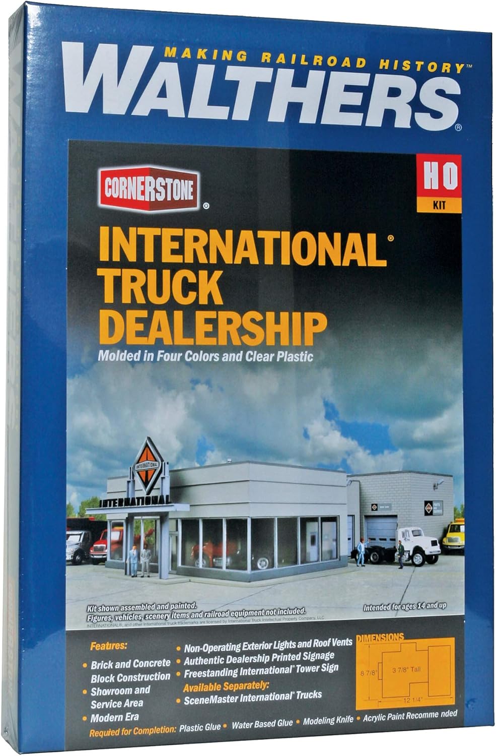 Walthers, Inc. International Truck Dealership Kit, 8-7/8 X 12-1/4 X 3-7/8" 22 X 31.1 X 9.3cm