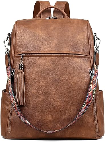 FADEON Mochila Monedero para Mujeres Grande de Diseñador de Cuero PU para Laptop, Bolsas de Hombro para Computadora de Damas