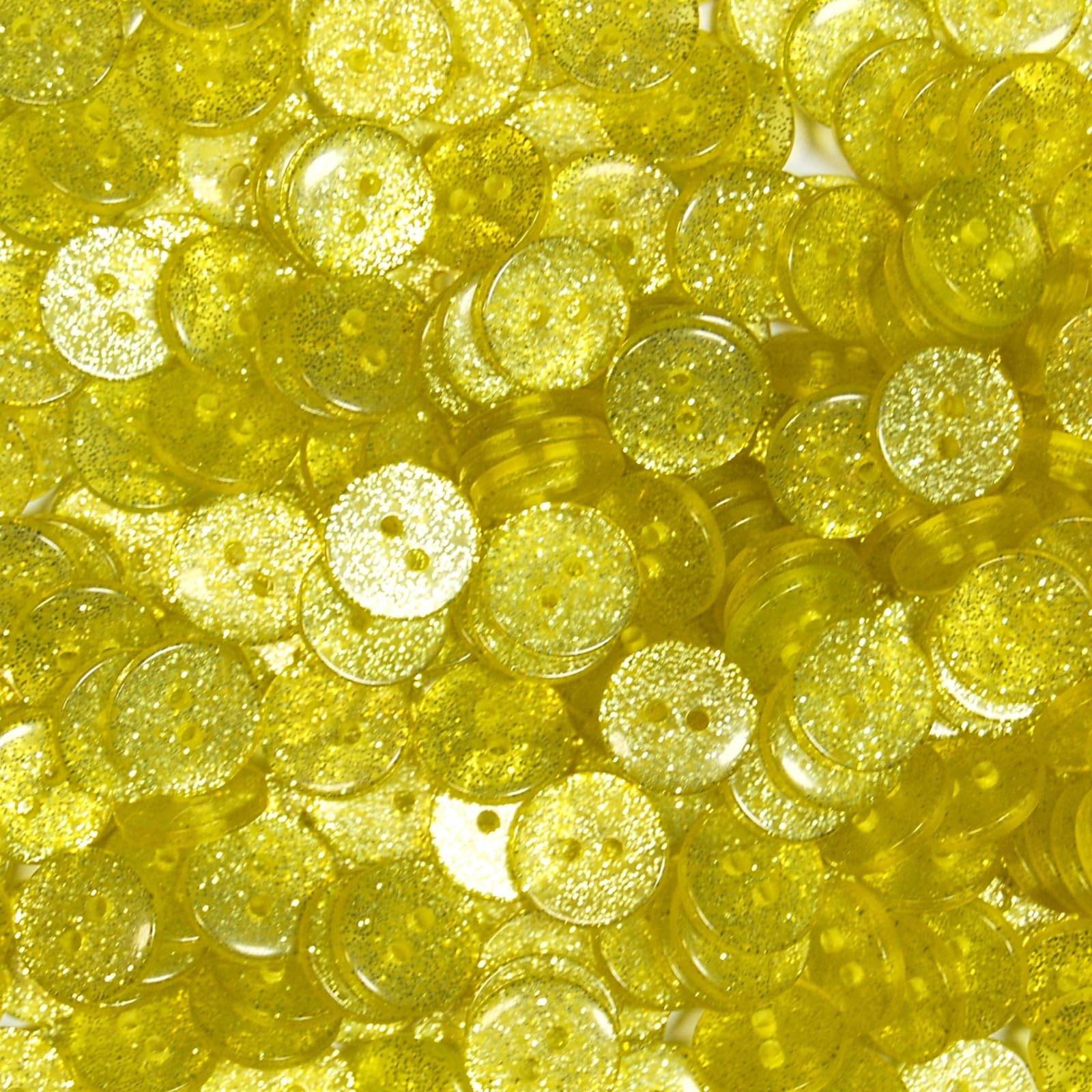 celloexpress 19mm Yellow Round Glitter Buttons - Sparkly Crafts Sewing Card Embellishments (Pack of 50) — image 1