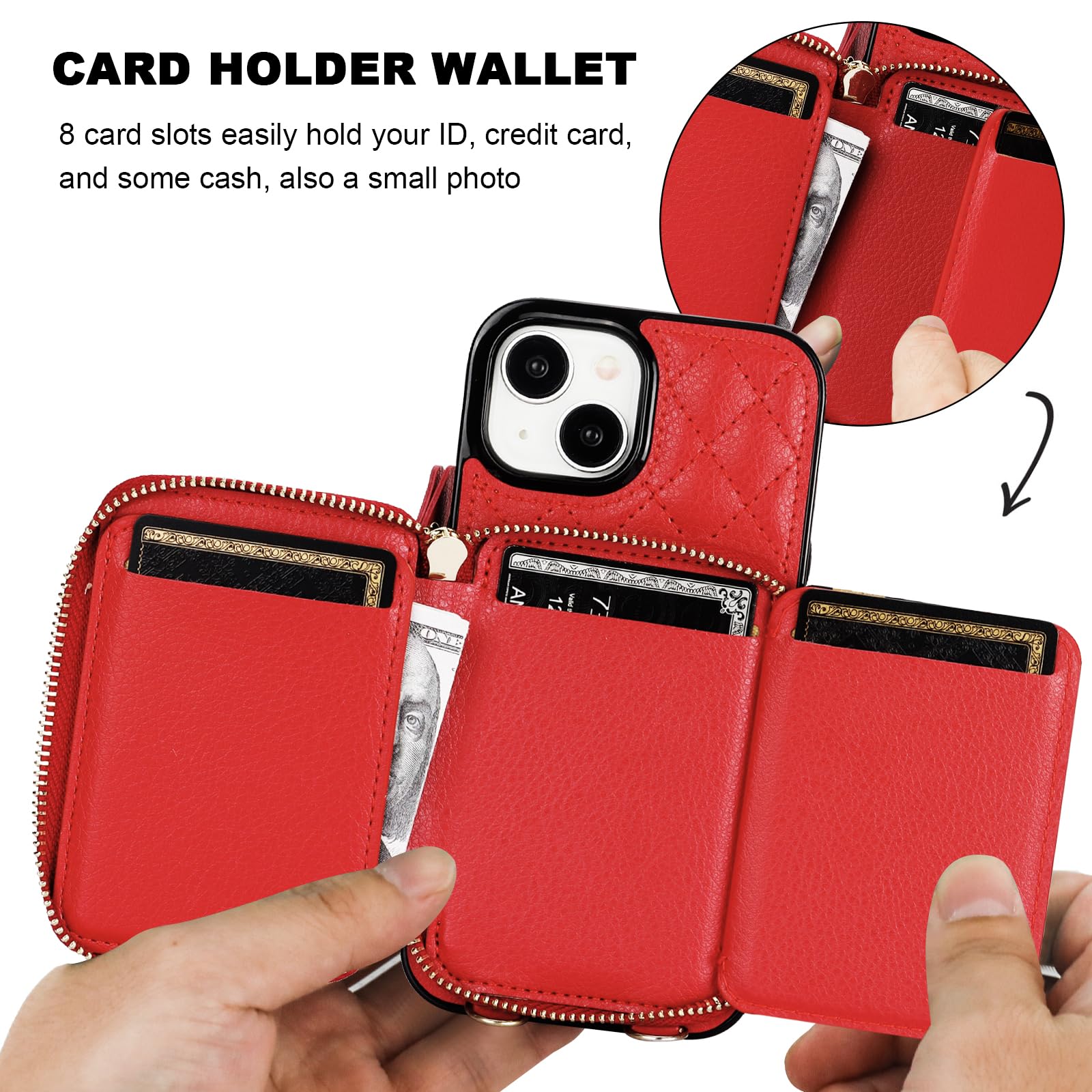 Bocasal Detachable Wallet Case For IPhone 15 RFID Blocking Card Slots - View #7