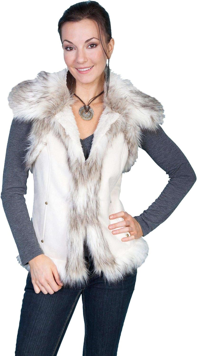 Scully Women's Faux Fur Shoulder and Trim Vest