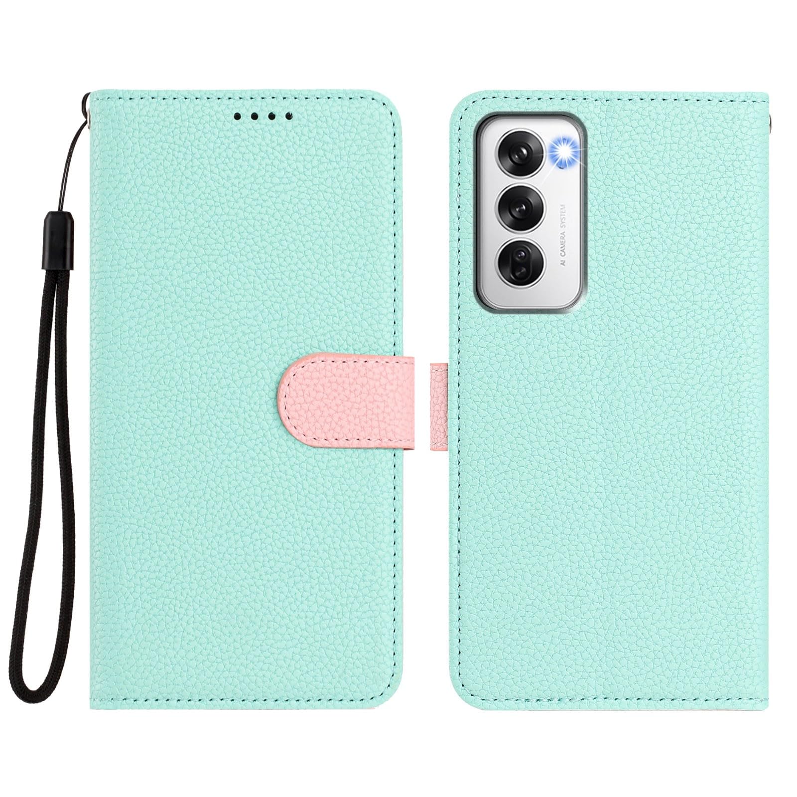 Generic Étui compatible avec Samsung Galaxy S23 Ultra (couleur : menthe) Étui portefeuille en cuir grainé amovible à rabat magnétique