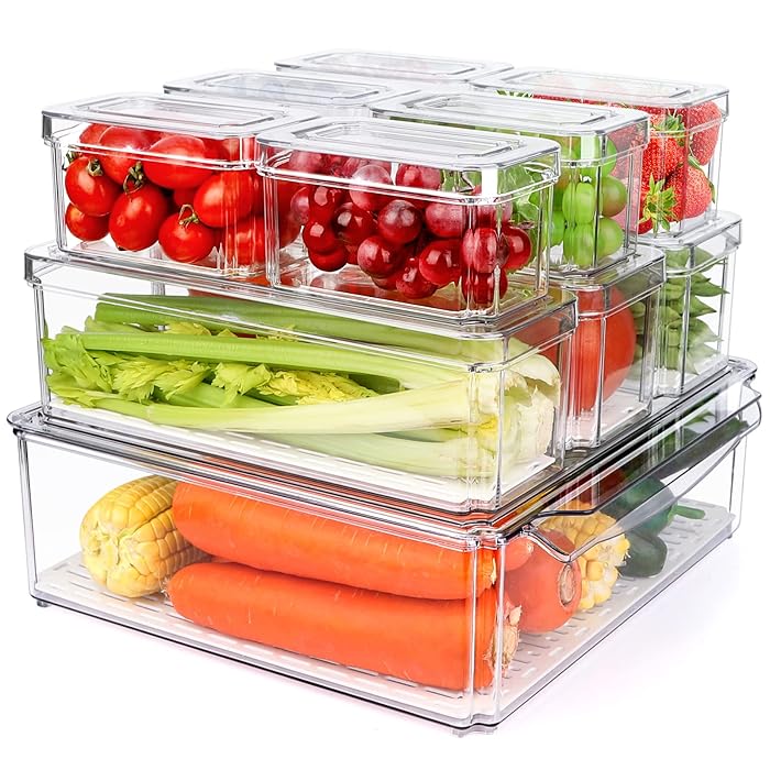 Buy 10 Pack Refrigerator Pantry Organizer Bins, Stackable Fridge
